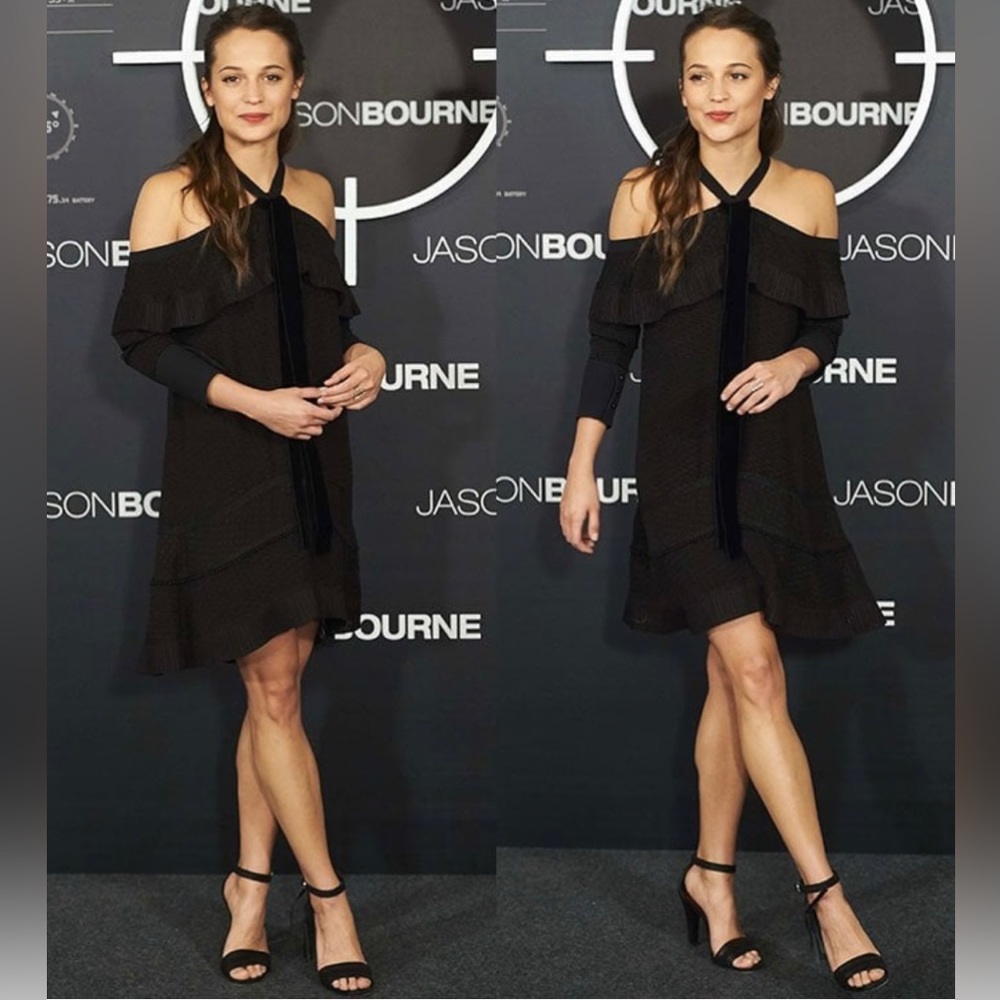 Proenza Schouler Black Ruffle Polka Dot Dress